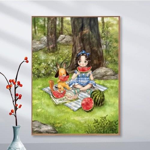 Needlework,DIY The forest Printed girl Cross stitch,Sets For Embroidery kit Full embroidery Cross-Stitching Decoratio