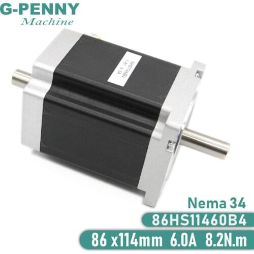 NEMA34 Stepper Motor 86X114mm Double Shaft 14mm 8.2N.m 6A CNC Stepping Motor 1172Oz-in for Engraving Milling Machine 3D Printer