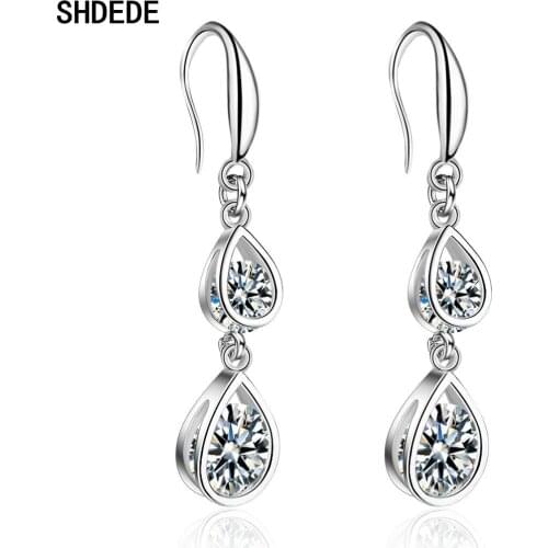 SHDEDE Long Drop Earrings Embellished With Crystals From Swarovski Wedding Party Fashion Jewelry Gift Ear Hook Eardrop -X440