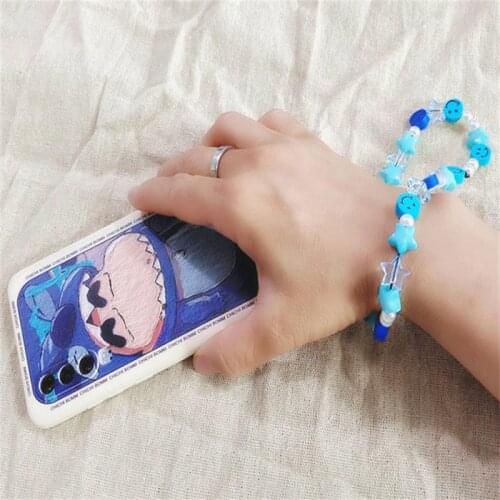 New Smile Face Flower Beads Star Chain For Mobile Phone Boho Cord Strap Wristband Bracelet Multi-use Lanyard Jewelry Accessories