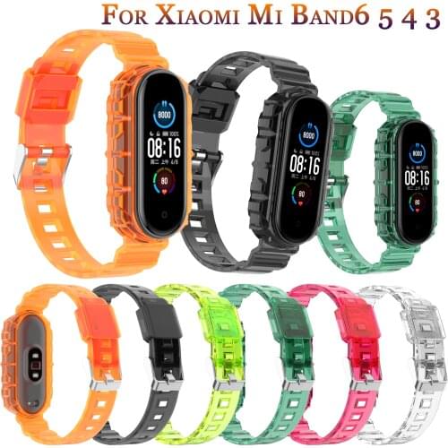 Silicone Strap For Xiaomi Mi Band 6/5/4/3 Colorful Transparent Soft TPU Replacement Wristband for xiaomi miband 6 5 4 3 strap