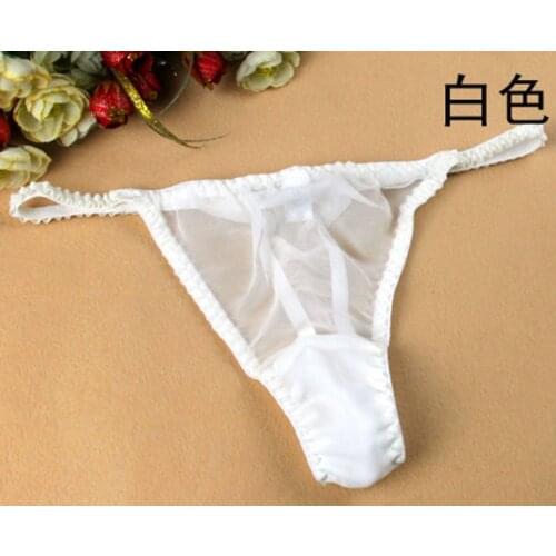 1 PACK 100% Pure Silk Womens Sexy transparent Thong String Underwear Lingerie M L XL 2XL MS015
