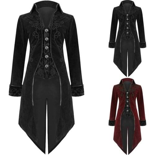 Fashion Mens Long Tailcoat Trench Retro Style Uniform Costume Party Cosplay Outwear Gothic Steampunk Coat Steam punk Men X9107