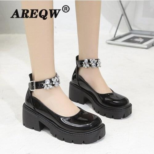 Flat Black Shoes for Women Loafers with Fur British Style Female Footwear Square Toe 2022 Fashion Womens Clogs Platform