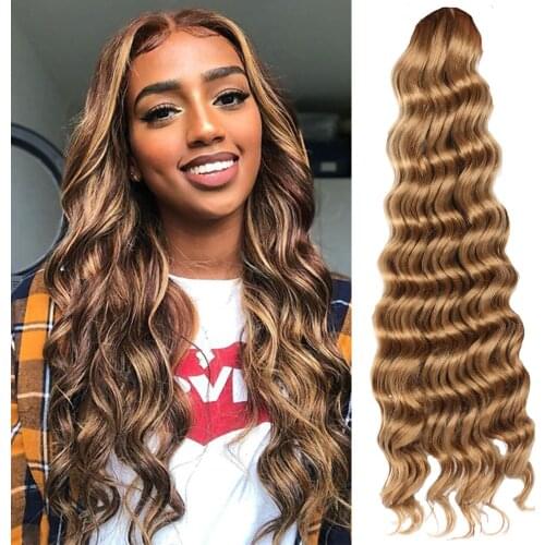 DAIRESS Crochet Hair Crochet Bulk Hair Deep Wavy Large Hair Crochet Braided Hair 22 Inches 85 Grams Bunch Crochet Braided Hair