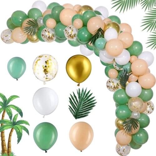 Sage Green Balloon Garland Arch Kit,Include Eucalyptus Olive,White,Gold Confetti Balloons and Greenery for Baby Party