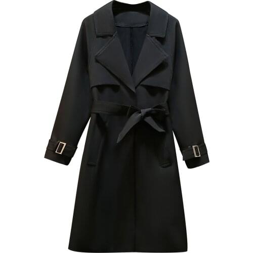 Plus Size Windbreaker Women Autumn Spring 2021 New Fashion All-Match Loose Trench Coat Female Korean Long Coats Outer Wear Women