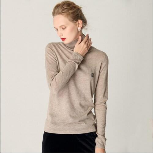 2019 New style autumn winter sweater woman pure color soft comfortable pile collar bottom shirt self-cultivation knit sweater