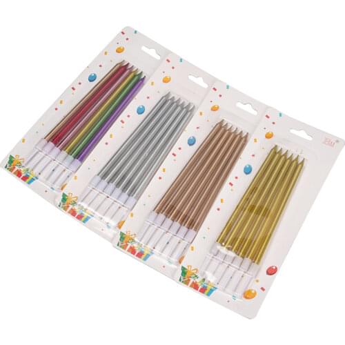 1set= 6pcs Long Candles Cake Candles For Birthday Party Supplies Safe Flames Decoration Wedding Party Decoration