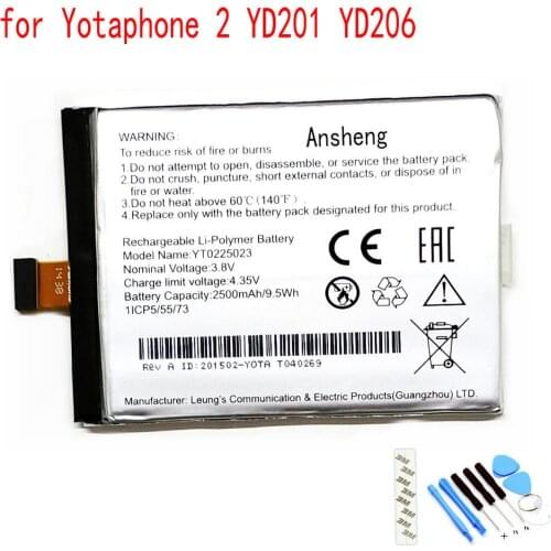 100% NEW Original YT0225023 2500mAh battery for Yotaphone 2 YD201 YD206 Mobile phone