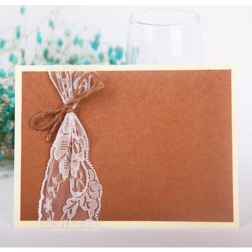 100Pcs /Lot Rustic Inviting Card Paper Baby Shower Wedding Elegant Romantic Jute Lace Decor Wedding Invitations ZA5528