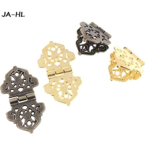 2pcs 24*54mm Chinese Vintage Alloy Hollow Flower Hinge Furniture Hardware Metal Hinges Cabinet Door Butt Hinges For DIY Box