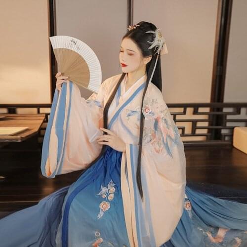 2021 chinese hanfu dress wei jin dynasty big sleeve exquiste embroidery graceful fairy ancient princess cosplay hanfu costume