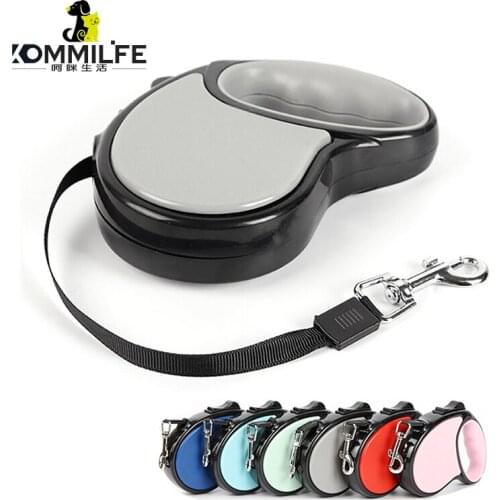KOMMILIFE Portable Retractable Dog Leash 3-5M Automatic Dog Leads Traction Rope Durable Nylon Leash for Small Medium Dogs