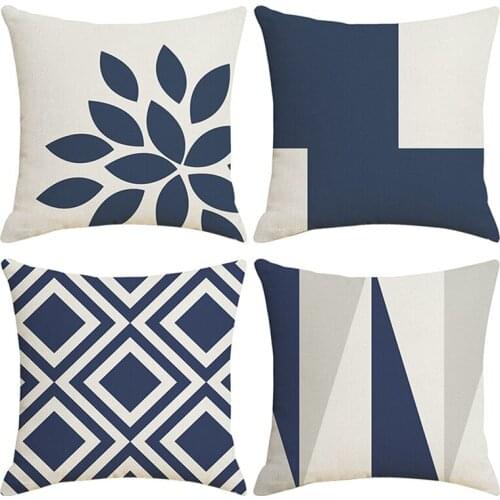 4 PCS Nordic Geometric Abstract Pillowcase Linen Pillow Cover Home Decor Square Cushion Cover Printing Pillow Case
