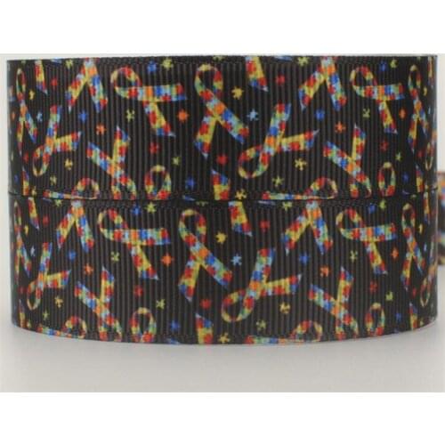 50 yards Different size New arrivals Colorful puzzle cartoon ribbon grosgrain ribbon Free shipping