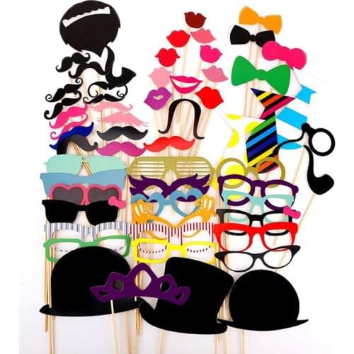 New Design Creative 58 piece/Sets Colorful Funny Lip Wedding Decoration Photo Frame Props Wedding Party Decoration Adult Favor