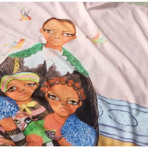 70x148cm Brand knitted polyester printed fabric cloth childrens parent-child clothing dress handmade DIY fabric