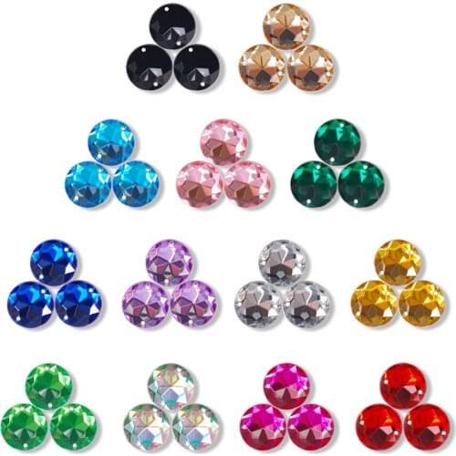 8-16mm Acrylic Flatback Crystal Grid Surface With Holes Rhinestone Sew Gemstone Clothing Shoes Sewing Decorations