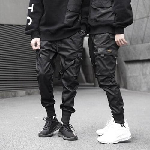 Black Jogging Pants Mens Multi-Pockets Harem Pants Cotton Cargo Pants Male Ankle Banded Pants Harajuku Fashion Ropa Para Hombre