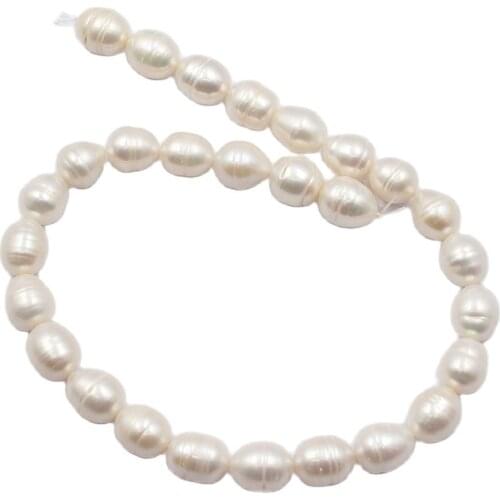 APDGG 1 Strand 11x13-12x14mm Natural White Rice Pearl Strands Loose Beads For Necklace Bracelet Jewelry DIY