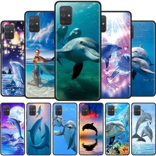 Phone Cover For Samsung Galaxy A51 A71 A21S A31 A41 A11 A01 Black Soft Smartphone Case sea animal cute dolphin