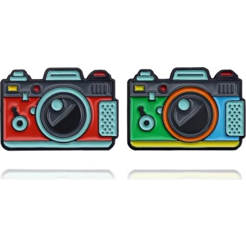 Children Cartoon Camera Enamel Brooch Green Orange Photography Photo Creative Pin Denim Shirt Lapel Badge Friends Children Gifts