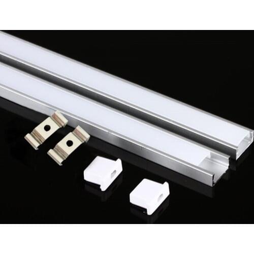 DHL 10-100PCS LED aluminum profile U Style 1M for 5050 5630 led strip,milky/transparent cover for aluminum channel