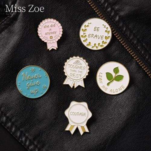 Pink Feminism Series Medal Enamel Pin Get Rewards Courage Motivational And Self-Confidence Brooch Metal Plant Badge Bag Gifts
