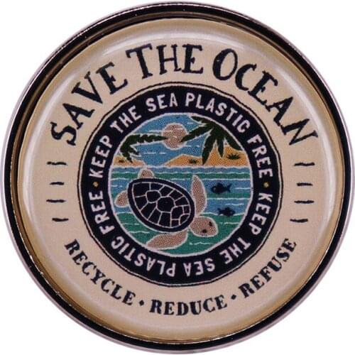Save The Ocean Enamel Pins Environment Protection Keep The Sea Plastic Free Lapel Badge Brooch Jewelry