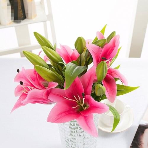 Artificial silk flowers fake lily branch 36cm real looking Flowers for home Wedding table Decor garden party decor Floral
