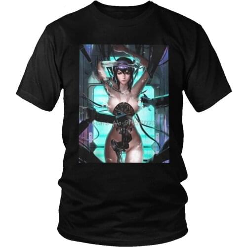 Handsome Ghost In The Shell T-Shirt Mens Casual Eco Cotton T Shirt Short Sleeve Motoko Kusanagi Major Japan Gits Anime Manga Tee