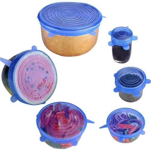6Pcs/set Universal Silicone Suction Lid-bowl Cooking Pot Lid-silicon Stretch Lids Spill Lid Stopper Cover kitchen tools