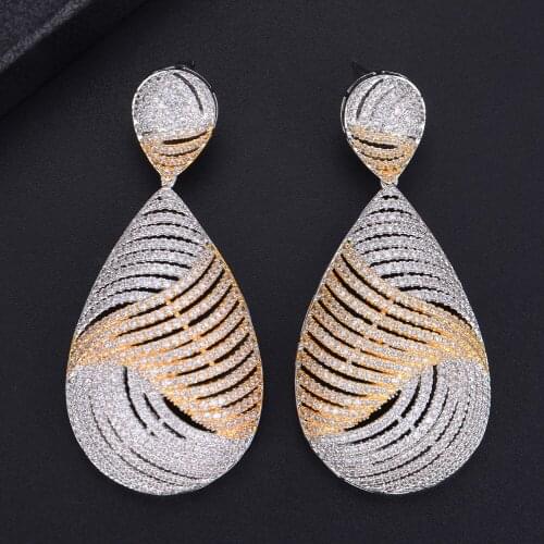 LARRAURI Luxury Cubic Zirconia Drop Dangle Earrings Noble Classic Big Waterdrop Statement Earrings Fashion Women Jewelry 2019