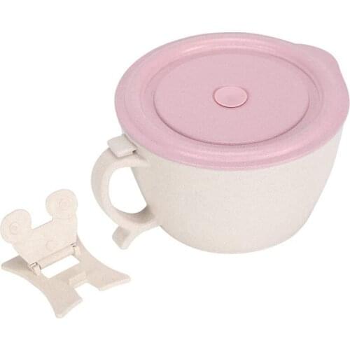 Instant Noodle Bowl,Noodle Bowl with Lid,Wheat Straw Soup Mug with Phone Holder,Microwave and Dishwasher Safe,1 Pcs