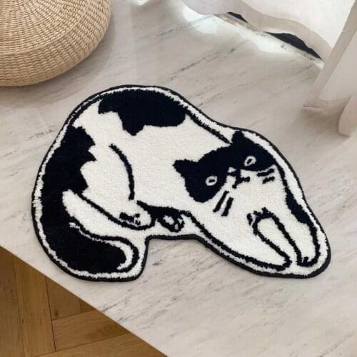Cartoon Bedroom Rugs Cat Shape Bedside Carpet Bathroom Non-slip Floor Mats Toilet Soft Footpad Home Entrance Doormat Decor Rug