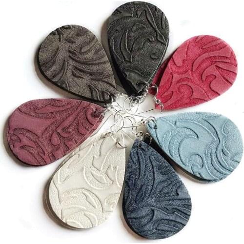 New Fashion Vintage Earrings Embossed Statement Earrings PU Leather Teardrop Big Earrings Jewelry for Women