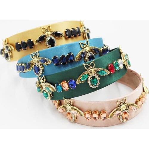 New fashion style baroque headband inlaid with rhinestones color bee personality prom headband ladies travel gift hair accessori