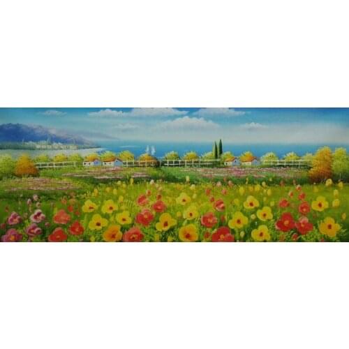 Hand Painted Knife Thick Flower Oil Painting on Canvas Beautiful flower Farm Landscape Wall Picture Painting for Living Room