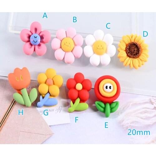 Lucky Flower Flat Back Resin Cabochons Kawaii Flowers 20pcs DIY Flatback Cabochon Embellishment Accessories Scrapbooking