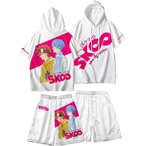 SK8 the Infinity Short Sleeve Anime Hoodies SK EIGHT Beach Shorts Langa Hasegawa Cosplay Reki Kyan Miya Skateboard Street Wear