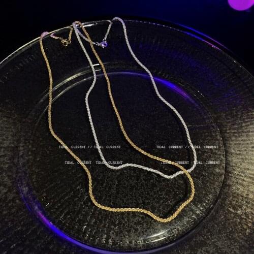 Trend Sparkling Gold Silver Metal Choker Necklace Female Clavicle Chain Korea Fashion Temperament Necklaces for Women