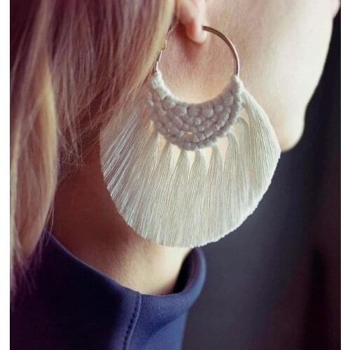 Vedawas Newest Fashion Fringed Macrame Earrings for Women Boho Thread Heart Tassel Earrings Accessories Jewelry INS Wholesale