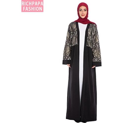 Winter Sequin Abaya Caftan Dubai Hijab Muslim Kimono Maxi Dress Turkish Islamic Clothing Abayas For Women Kaftan Robe Musulman