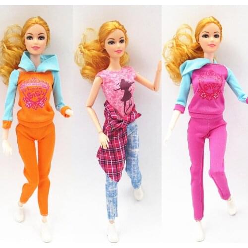 1/6 Doll Clothes Fashion Daily Casual Wear T shirt Pant Hooded sweater Sportswear For Barbie Doll Accessories Dressing Up Toys