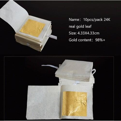 10pcs Real Gold Foil Gilding 24K Gold Leaf Edible Gold Foil Sheets for Cake Deco Arts Craft Paper Painting