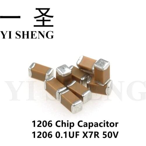 100pcs 100NF X7R 10% 50V 0.1UF 104K 1206 smd capacitor