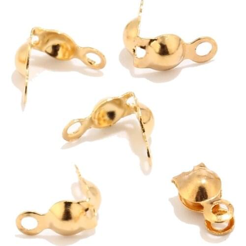 200pcs 304 Stainless Steel Gold Bead Tips Knot Covers for Jewelry Making DIY Findings Crafts 2.5mm/3mm Ball