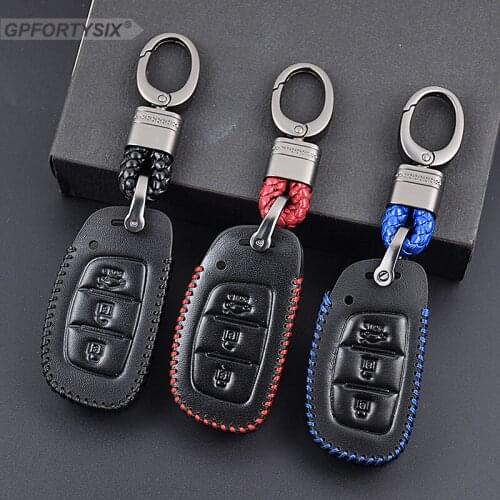 2017 100% leather key case high quality genuine leather car key cover for Hyundai i10 i20 i30 HB20 IX25 IX35 IX45 Car styling