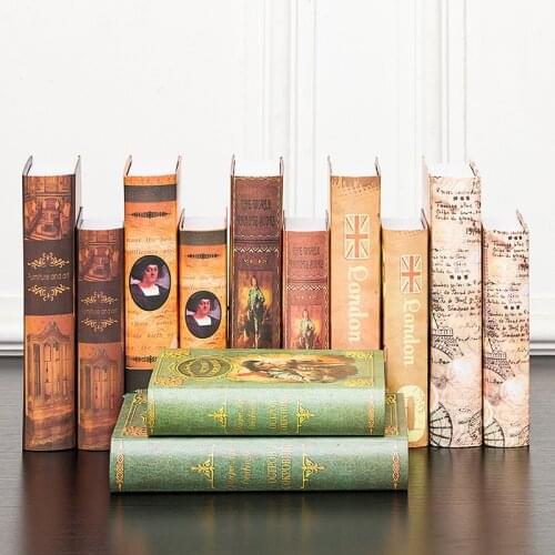 8pcs/set Vintage Wood Fake Books Decoration Coffee House Bookcase Living Room Simulation Book Decoration photography props